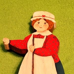 Vintage Wooden Standing Figurine Woman in Apron
